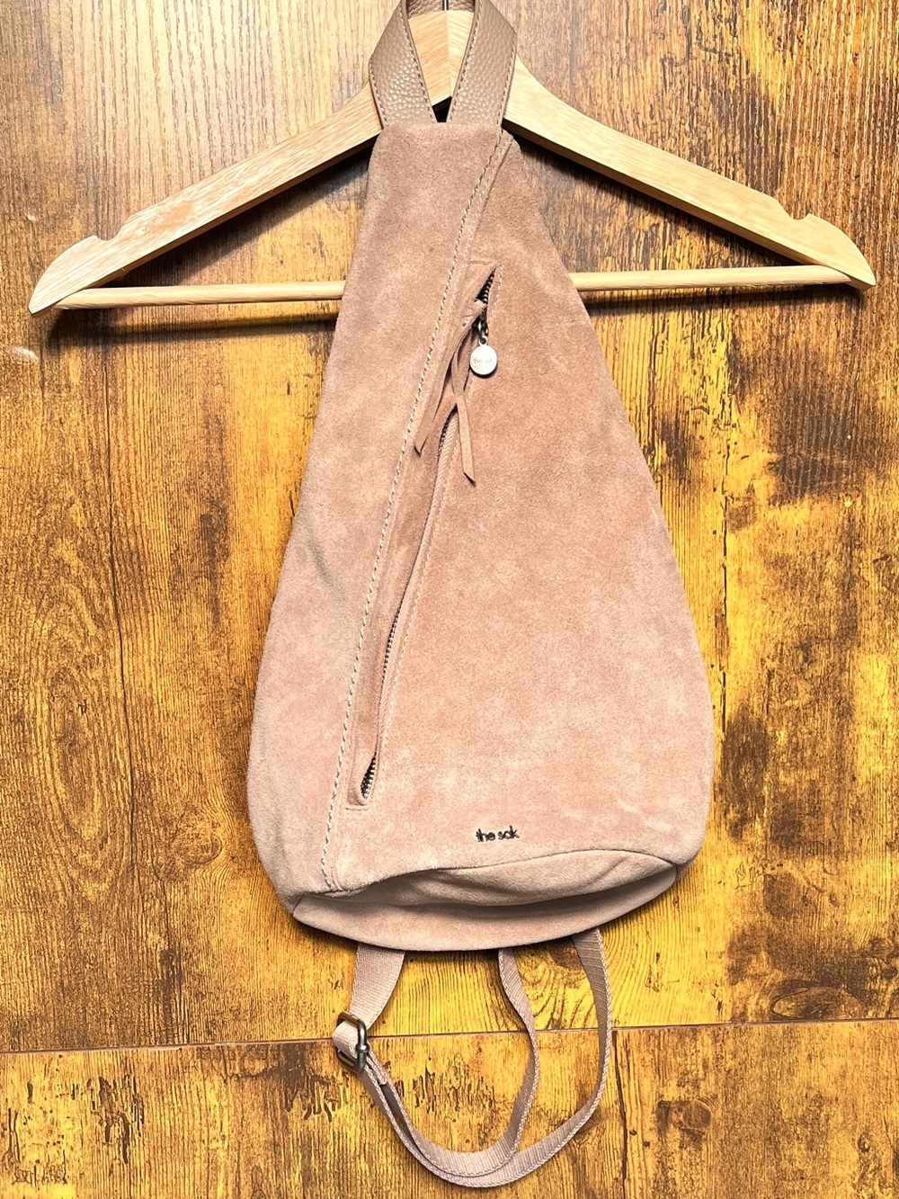 The Sak Suede Crossbody Sling in Taupe